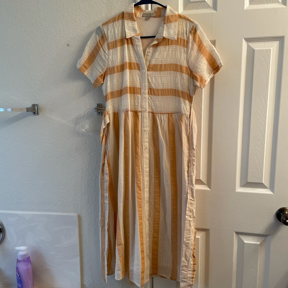 Gold/ yellow striped midi dress